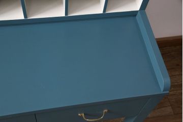 【オーダー注文・受注生産商品】ラフジュ工房オリジナル　ターコイズブルーが空間のアクセントになる60マスの収納棚(ハンカチ什器、店舗什器、キャビネット、オープンラック)