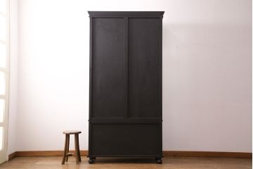 【オーダー注文・受注生産商品】ラフジュ工房オリジナル　背面がイエローカラーで個性の光るガラスケース(戸棚、ガラスキャビネット、収納棚、飾り棚、カップボード、陳列棚、店舗什器)