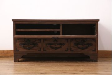 【オーダー注文・受注生産商品】ラフジュ工房オリジナル　メンズライクな空間づくりに活躍するフラップダウン扉の脚付きローボード(リビングボード、テレビ台、テレビボード、ローチェスト)