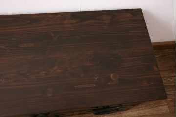 【オーダー注文・受注生産商品】ラフジュ工房オリジナル　メンズライクな空間づくりに活躍するフラップダウン扉の脚付きローボード(リビングボード、テレビ台、テレビボード、ローチェスト)