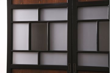 【オーダー注文・受注生産商品】ラフジュ工房オリジナル　凛とした雰囲気漂うガラス帯戸2枚セット(引き戸、板戸、建具)