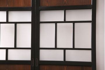 【オーダー注文・受注生産商品】ラフジュ工房オリジナル　凛とした雰囲気漂うガラス帯戸2枚セット(引き戸、板戸、建具)
