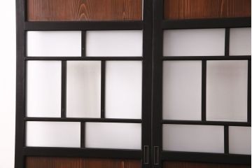 【オーダー注文・受注生産商品】ラフジュ工房オリジナル　凛とした雰囲気漂うガラス帯戸2枚セット(引き戸、板戸、建具)