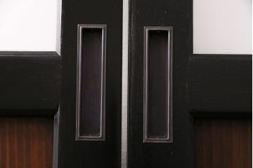 【オーダー注文・受注生産商品】ラフジュ工房オリジナル　凛とした雰囲気漂うガラス帯戸2枚セット(引き戸、板戸、建具)