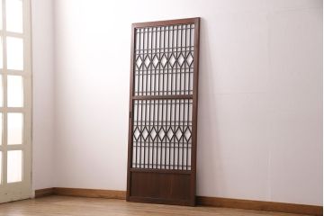 【オーダー注文・受注生産商品】ラフジュ工房オリジナル　大正ロマンの雰囲気漂う菱形模様の組子入り障子戸1枚(引き戸、格子戸、建具)