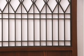 【オーダー注文・受注生産商品】ラフジュ工房オリジナル　大正ロマンの雰囲気漂う菱形模様の組子入り障子戸1枚(引き戸、格子戸、建具)