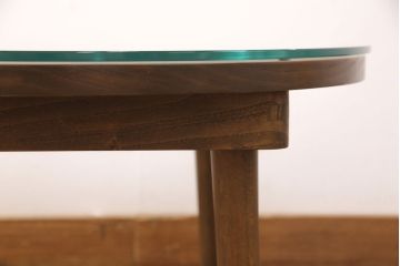 【オーダー注文・受注生産商品】レーザー組子入りローテーブル　ミンサー柄(丸テーブル、センターテーブル)