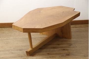 【オーダー注文・受注生産商品】ジョージナカシマ風センターテーブル　欅材(ケヤキ材、ローテーブル、リビングテーブル、ジョージ・ナカシマ風)