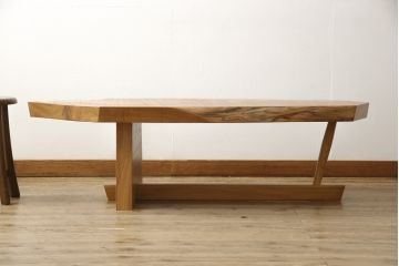 【オーダー注文・受注生産商品】ジョージナカシマ風センターテーブル　欅材(ケヤキ材、ローテーブル、リビングテーブル、ジョージ・ナカシマ風)