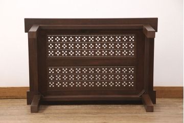【オーダー注文・受注生産商品】レーザー組子入りローテーブル　ミンサー柄(センターテーブル、リビングテーブル)