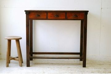 アンティーク家具　古い木味の高脚作業台