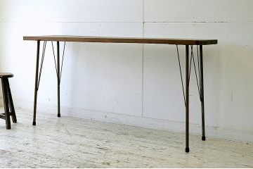 アンティーク家具　古い鉄脚の一枚板テーブル