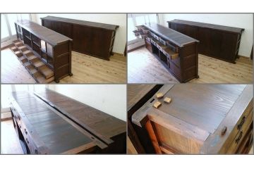 アンティーク家具　◆明治〜大正時代 迫力の八尺重ね時代収納棚