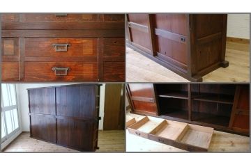 アンティーク家具　◆明治〜大正時代 迫力の八尺重ね時代収納棚