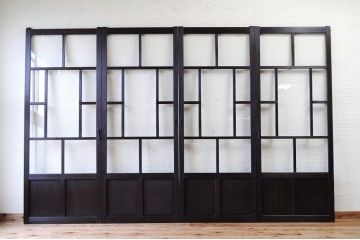 極上美品!古いお屋敷のシックなガラス戸4枚セット2