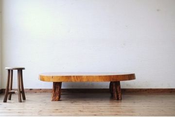 アンティーク家具　総欅!古い欅の一枚板座卓
