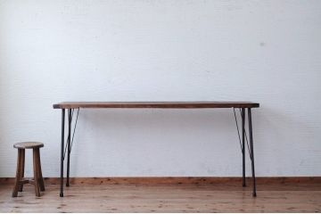 アンティーク家具　天板一枚板!鉄脚アンティークテーブル2