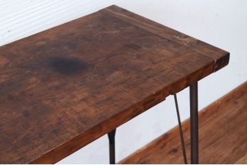 アンティーク家具　天板一枚板!鉄脚アンティークテーブル2