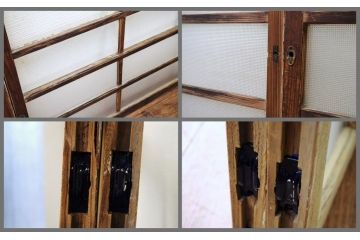 ペンキの剥げたレトロなガラス戸2枚セット