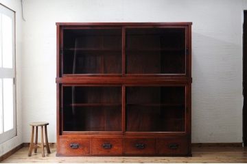 ◇アンティーク家具　総欅!漆の綺麗な二段重ね収納棚