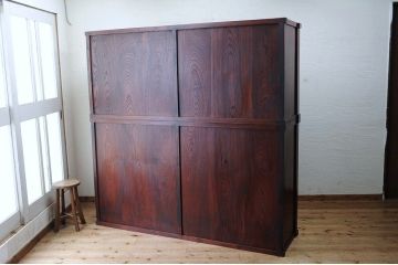 ◇アンティーク家具　総欅!漆の綺麗な二段重ね収納棚