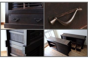 アンティーク家具　古民具　骨董　古い商家の極太骨組　収納箪笥(水屋箪笥)