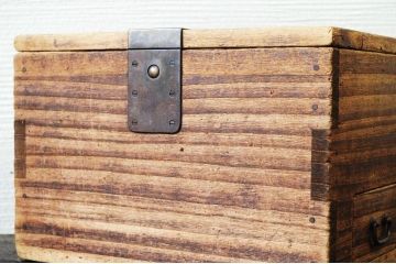 アンティーク雑貨　古民具　骨董　古い桐材の使い込まれた収納箱(硯箱)