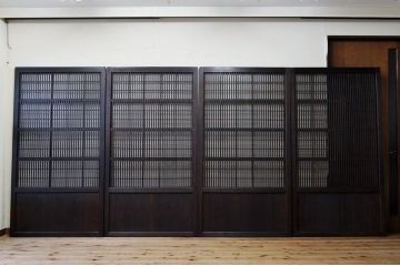 古いお屋敷の裏障子付時代格子戸4枚セット