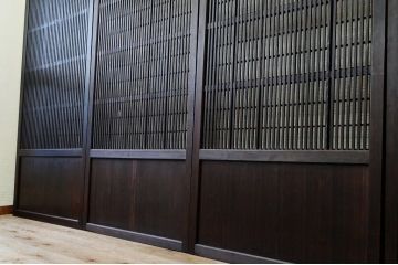 古いお屋敷の裏障子付時代格子戸4枚セット