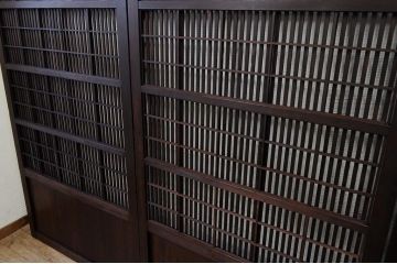 古いお屋敷の裏障子付時代格子戸4枚セット