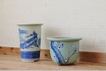 アンティーク雑貨　美品!時代植木鉢2個セット