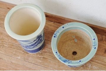 アンティーク雑貨　美品!時代植木鉢2個セット