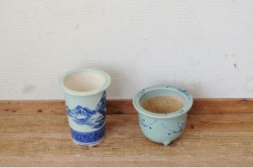 アンティーク雑貨　美品!時代植木鉢2個セット