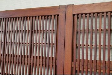 美品!!裏障子付時代格子戸4枚セット(銀モールガラス入)