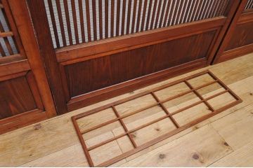 美品!!裏障子付時代格子戸4枚セット(銀モールガラス入)