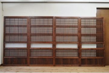 極上美品!裏障子付銀モールガラス格子戸4枚セット1