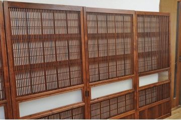 極上美品!裏障子付銀モールガラス格子戸4枚セット1