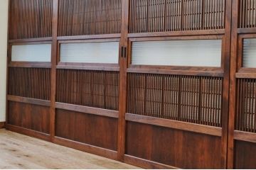 極上美品!裏障子付銀モールガラス格子戸4枚セット1