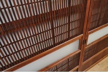 極上美品!裏障子付銀モールガラス格子戸4枚セット1