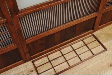 極上美品!裏障子付銀モールガラス格子戸4枚セット1