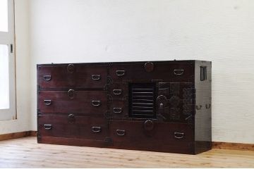 アンティーク家具　明治〜大正　迫力の一間大川箪笥(下段)