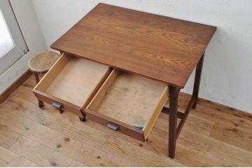 美品!古いナラ材のレトロな平机