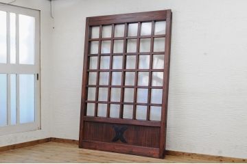 極上美品!古い蔵戸をリメイクしたガラス入り格子蔵戸(玄関戸)
