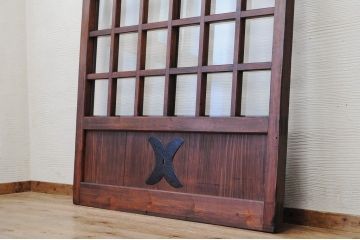 極上美品!古い蔵戸をリメイクしたガラス入り格子蔵戸(玄関戸)
