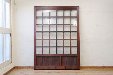 極上美品!古い蔵戸をリメイクしたガラス入り格子蔵戸(玄関戸)