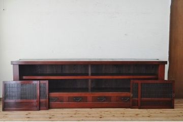 アンティーク家具　極上!前面欅の漆塗り九尺水屋箪笥サイドボード(下段)