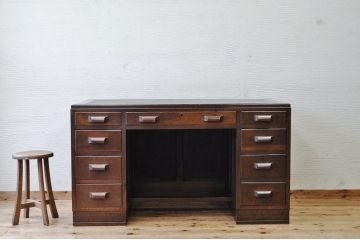 極上美品!古いナラ材の大きな両袖机