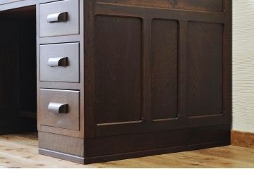 極上美品!古いナラ材の大きな両袖机