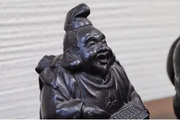 アンティーク雑貨　大正〜昭和初期　真鍮製恵比寿大黒貯金箱2個セット