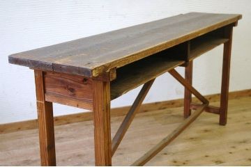 アンティーク家具　★古い木味が素敵な縫製工場の横長作業台10